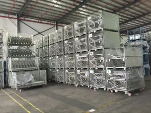 Heavy Duty Industrial Metal Stackable Wire Mesh Pallet Cage Foldable Steel Mesh Box Pallet