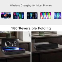 10W Opvouwbare Tafel Elektrische Klok met LED Scherm Verstelbare Helderheid Draadloze Lader Alarm - 10W 3-in-1 5V/2A Ingang Huishoudelijk Gebruik