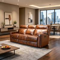 Modernes Antik-Wohnzimmer-Set Möbel Elektrischer Relaxsessel Echtleder-Relaxsofa mit herunterklappbarem Tisch
