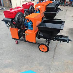 Pompe à mortier <span class=keywords><strong>électrique</strong></span> diesel pour pulvérisation de ciment mural, machine à béton, pulvérisateur de stuc, machine à pulvériser et mélangeur de mortier avec trémie de 80L - Product Image 3