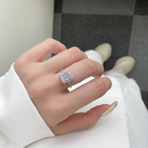 18K Vergulde Roze Groot Centrum Full Cz 8a Zirkoon Ring 925 Sterling Zilver Ijs Geslepen Diamant Verlovingsring Trouwring Sieraden Vrouwen - Product Image 3
