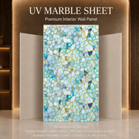 Panneau mural UV MORLENX à motif galets opale avec ligne dorée, revêtement mural décoratif pour projet d'intérieur de spa
