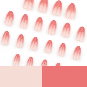 Vente en Gros Meilleure Vente Ongles Press-on Rose Poudré Dégradé <span class=keywords><strong>Nail</strong></span> <span class=keywords><strong>Art</strong></span> Courts Pointus Style Français Minimaliste Couverture Complète 24 Pièces - Product Image 3