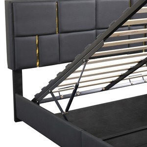 Lits de rangement rembourrés King Size Double Queen Modern Leather Metal Bed Fame avec élévateur à gaz et tête de lit Meubles de chambre à coucher - Product Image 5