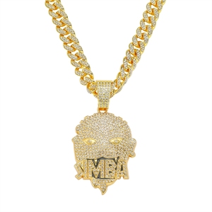 Vergoldete Legierung Iced Out Löwenkönig-Anhänger-Halsketten und 13mm Cuban Link Kette Hip Hop Bling Schmuck - Product Image 1