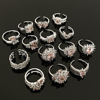 Bague en zircon rose, design unique, cadeau de mariage, de fiançailles ou de fête, tendance pour femmes, plaqué or, en laiton
