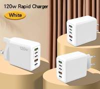 Bloc chargeur mural rapide 120W à 5 ports, station de charge USB, adaptateur multiprise, 3 ports PD Type C et 2 ports USB pour téléphones mobiles