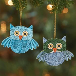 Handmade Quilled <strong>Owl</strong> <strong>Ornaments</strong> Set Art DIY Paper Quilling <strong>Owl</strong> Shaped Hanging Decoration Papercraft Christmas <strong>Ornaments</strong> - Product Image 2