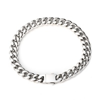 Bracelet chaîne cubaine Miami en acier inoxydable poli, style hip-hop tendance, avec fermoir lisse, best-seller en Europe et en Amérique