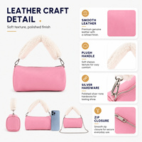 Sac baril pour femme, mini sac à main en fourrure de mouton, sac à bandoulière avec chaîne, 7 couleurs, vente en gros, personnalisation OEM, usine