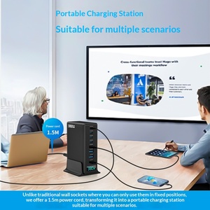 Cargador Rápido GaN de Escritorio de 380W, Estación de Carga USB C de 8 Puertos con Pantalla Digital AI, Enchufe EU, UK, US para MacBook Pro, Laptop, <span class=keywords><strong>iPhone</strong></span> - Product Image 4