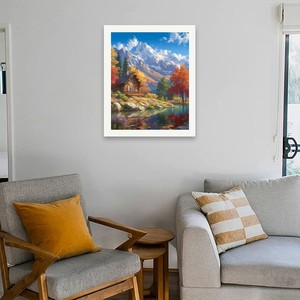 Kit Pittura con Numeri per Adulti - Rifugio in Cabina di Legno in Montagna - <span class=keywords><strong>Paesaggio</strong></span> Autunnale Scenico Fai da Te 16x20 Pollici Senza Cornice - Regali Artistici - Product Image 4