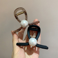 Pince à cheveux en acétate d'arylique de haute qualité, grande perle, luxe, couleur unie, flexible et mince