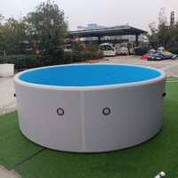 PROELIFE Tragbarer Runder Aufblasbarer Swimmingpool 15-30cm Dick für Erwachsene Faltbar Gebürstet für Zuhause und Draußen