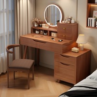 Table de toilette avec armoire intégrée, petite chambre à coucher, bureau de chevet, moderne, rétractable, éclairée, en acier inoxydable, murale, pour le maquillage