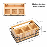 Organisateur d'ustensiles de cuisine en bois avec couvercle en acrylique, porte-serviettes en papier, plateau à couverts et distributeur d'assiettes en carton pour cuillères et fourchettes