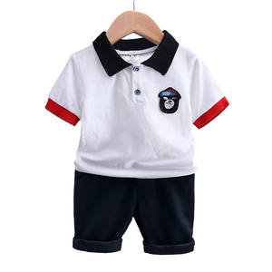 Ropa de Verano para Bebés Niños, Estilo Coreano, Trajes Casuales de Algodón con Cuello Polo y Manga Corta, Venta al Por Mayor - Product Image 4