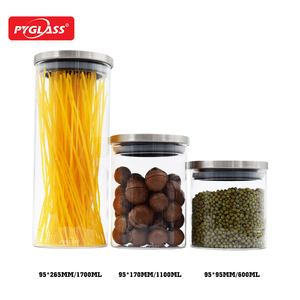 Barattolo <span class=keywords><strong>in</strong></span> <span class=keywords><strong>Vetro</strong></span> Grande Pyglass per Conservazione Alimenti con Coperchio <span class=keywords><strong>in</strong></span> Acciaio Inox, Ermetico e Antigoccia, per Uso Domestico - Product Image 2