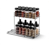 Étagère de rangement multifonctionnelle moderne à double couche coulissante en métal, non pliable, pour épices, en fer forgé, pour cuisine