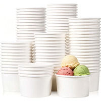 Gobelets à glace en papier blanc jetables de 5 oz, écologiques, biodégradables, bols à dessert pour yaourt, pour les boutiques de glaces à emporter