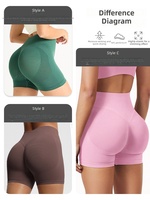 Shorts de sport premium pour femme, taille haute, longueur mi-cuisse (3 pouces), sans coutures, effet push-up, séchage rapide, respirants, pour le fitness