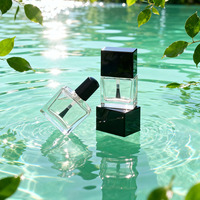 Flacon de vernis à ongles en verre transparent carré plat de luxe de 10 ml, avec bouchon et pinceau, rechargeable, pour échantillons de parfum, cosmétiques