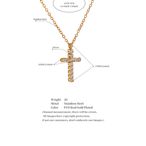 JINYOU 3650 नाजुक चमकदार क्यूबिक ज़िरकोनिया क्रॉस नेकलेस पेंडेंट महिला स्टेनलेस स्टील उच्च गुणवत्ता वाले आभूषण जल प्रतिरोधी - Product Image 6
