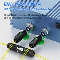 Connecteur à fibre optique LC duplex étanche E-Weichat LP24 M24 2 cœurs, fiche industrielle aviation avec bride et câble de 1 m
