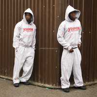 Ensemble de survêtement unisexe en coton brodé personnalisé, coupe ample, avec surpiqûres contrastées, pour homme, 2 pièces, sweat-shirt et pantalon de survêtement