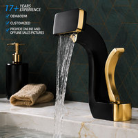Grifo de lavabo de latón de lujo con cascada, monomando moderno para montaje en cubierta, mezclador de lavabo de baño, grifo para lavabo tipo artístico.