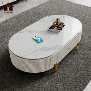 Il soggiorno personalizzato in stile malese imposta il Set di tavoli da tè in marmo esteticamente di tavolo centrale di colore bianco