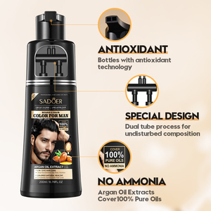SADOER Balsamo per <span class=keywords><strong>Capelli</strong></span> Neri 4 in 1 con Essenza Vegetale, Shampoo <span class=keywords><strong>Colorante</strong></span> Delicato all'Olio di Argan, Prodotto Multifunzione per la Cura e lo Styling dei <span class=keywords><strong>Capelli</strong></span> da <span class=keywords><strong>Uomo</strong></span> - Product Image 6