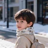 Cache-cou multifonctionnel en polyester coupe-vent pour enfants, avec anneau en O, idéal pour l'automne et l'hiver
