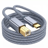 Kabel Printer Tipe-C ke USB-B Kabel Data USB 2.0 Berlapis Emas untuk Pemindai Kantor