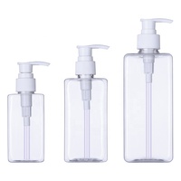 Offre Spéciale PET en plastique bouteille carrée en gros personnalisé vide shampooing bouteille 180ml 300ml 500ml Lotion pompe bouteille transparente