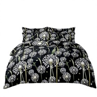 Parure de lit artistique motif pissenlit noir et blanc, housse de couette florale pour dropshipping UE, 3 pièces de linge de lit - Stock Pologne