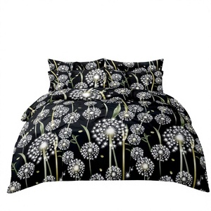Poland Stock Artistic Dandelion Bedding Set Black White Floral Duvet <b>Cover</b> for EU Dropshipping 3pcs <b>Bed</b> Linen - Product Image 1
