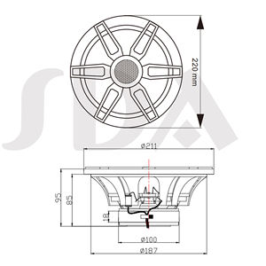 Haut-parleur marin étanche de haute qualité 8 pouces H-068 pour ATV, moto, yacht, bateau, voiturette de golf - Product Image 5