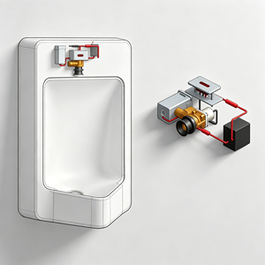 Urinoir automatique mural en céramique à double chasse avec capteur, plage de détection réglable DC6V/AC220V, design moderne pour usage hôtelier - Product Image 5