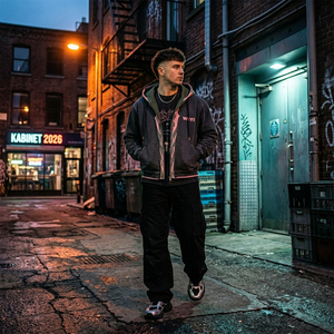 2026 Trendy Men's Heavyweight Acid Wash Zip-Up Hoodie Vintage Y2K Streetwear Charcoal Grey Fleece Hooded <b>Jacket</b> with Custom Logo - Product Image 1
