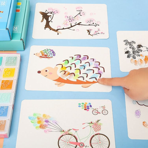 Nouveau bloc de papier à dessin 24 couleurs pour la perception des couleurs, <span class=keywords><strong>kit</strong></span> de <span class=keywords><strong>peinture</strong></span> au doigt DIY pour enfants - Product Image 4