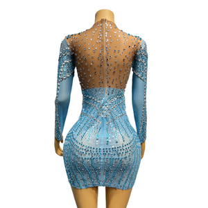 NOVANCE Robes De Soirée Élégante 2023 Nouveau Sexy Mini Dazzling Diamonds Blue Dress <span class=keywords><strong>Night</strong></span> Bodycon <span class=keywords><strong>Club</strong></span> Dress for Birthday Party - Product Image 4