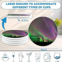 Sous-verres en céramique écologiques absorbants à motif Aurore Boréale classique de qualité supérieure avec base en liège pour la maison, la cuisine et le bar
