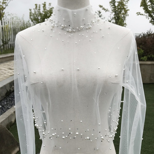 Giacche da Sposa in Avorio con Perline, Bolero Nuziale con Cristalli, Avvolgente a Maniche Lunghe con Perle, Giacca da Sposa - Product Image 2