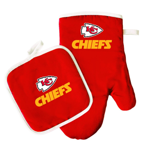 32 takım yüksek kalite özel <span class=keywords><strong>Kansas</strong></span> City Chiefs fırın eldiveni ve Pot tutucu seti spor barbekü pişirme ev sahibi - Product Image 1