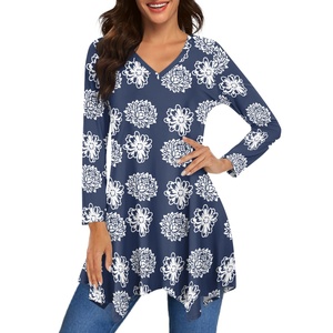 6xl personnalisé femmes <span class=keywords><strong>grande</strong></span> <span class=keywords><strong>taille</strong></span> 3/4 manches coupe ample Flare balançoire <span class=keywords><strong>tunique</strong></span> hauts Floral grand basique t-shirt chemisiers et chemises pour femmes - Product Image 1