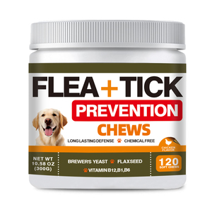 Comprimés à mâcher <span class=keywords><strong>anti</strong></span>-puces pour animaux de compagnie, saveur poulet, 120 unités, pour chiens et chats, protection longue durée, en stock, vente chaude - Product Image 1