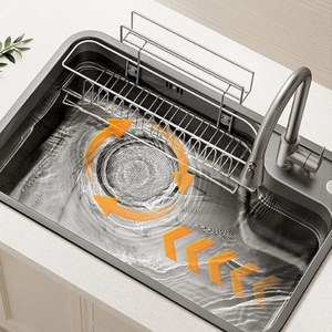 Fregadero individual grande <span class=keywords><strong>de</strong></span> estilo japonés <span class=keywords><strong>de</strong></span> 78x48cm, 1.0mm <span class=keywords><strong>de</strong></span> grosor, negro, para cocina/bar, <span class=keywords><strong>de</strong></span> montaje superior, con accesorios - Product Image 2