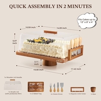 Youlike Rectangle Conteneur de gâteau en bambou en bois écologique de haute qualité avec couvercle en acrylique transparent pour la table de fête de mariage