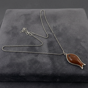 Trendy Vintage Silver Fish Pendant <b>Necklace</b> Women Chains Hypoallergenic Elegant Diamond <b>Quartz</b> Jade Gemstones Heart Lover Shape - Product Image 3